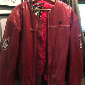 Red leather Icon motorcycle jacket